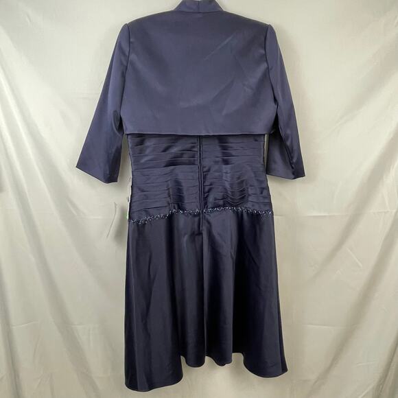 NWT Patra Midi Sequin Bodice Charmeuse Dress with Jacket Navy Blue Wedding 10 - Picture 3 of 8